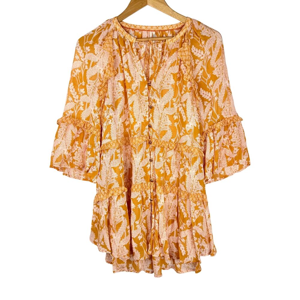 Anthropologie Mia Tiered Ruffle Tunic Top M
